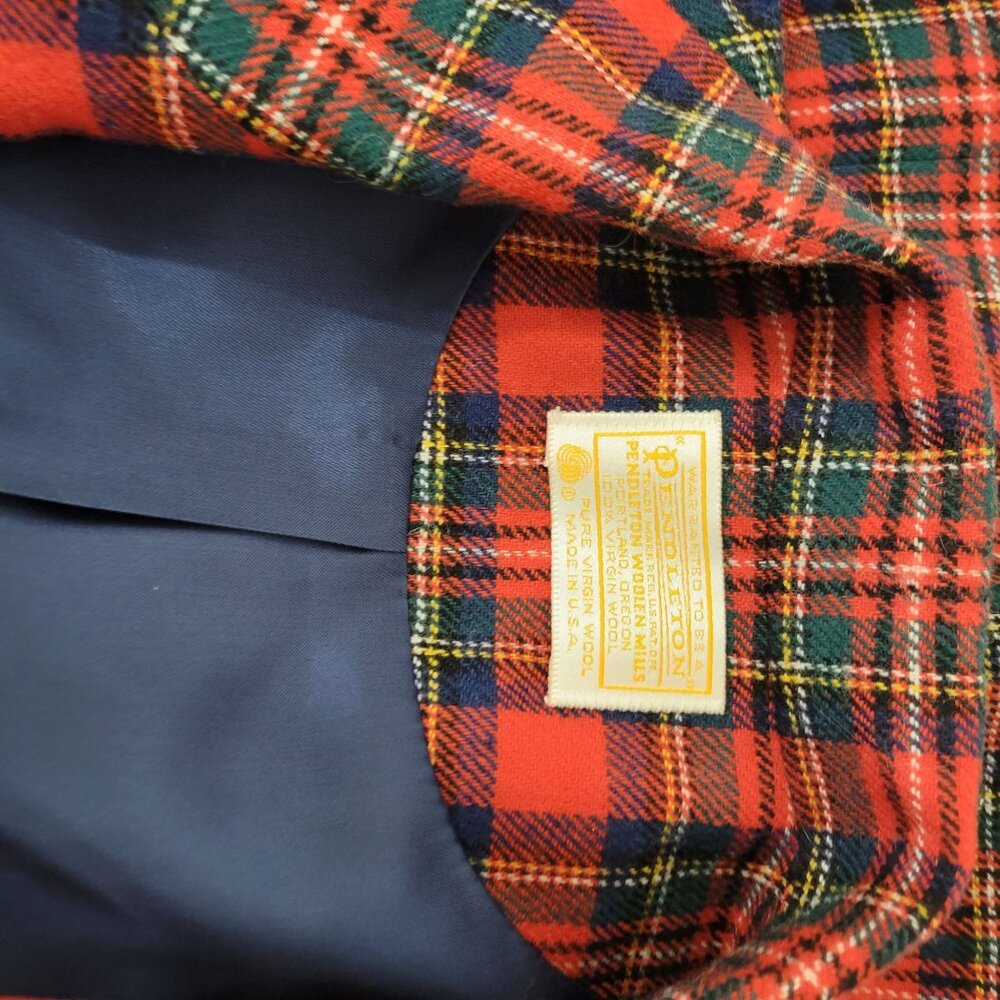 Pendleton Vintage Red Tartan Plaid Wool Blazer - Picture 3 of 5